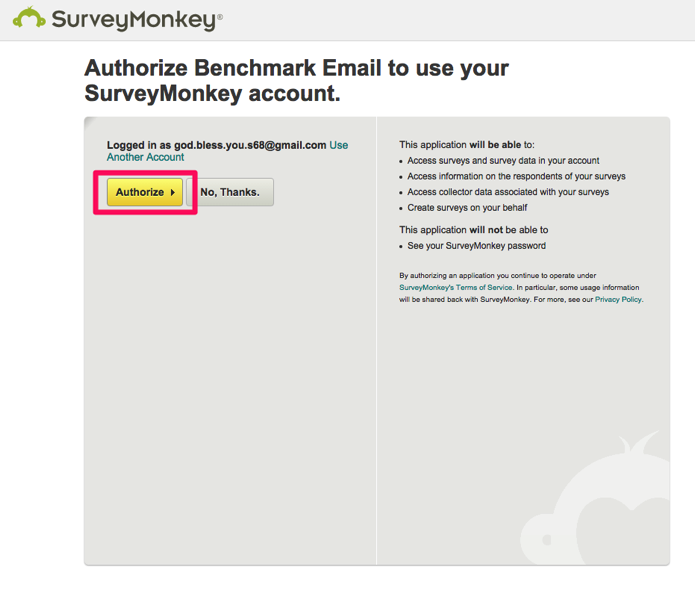 Benchmark EmailとSurveyMonkeyを連携をさせる2