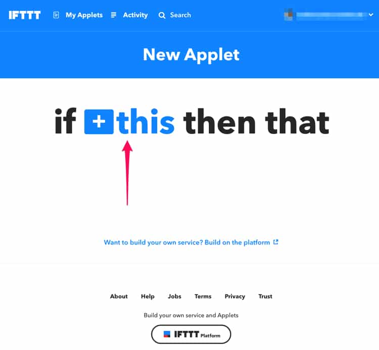 IFTTTで新しいアプレットを作る