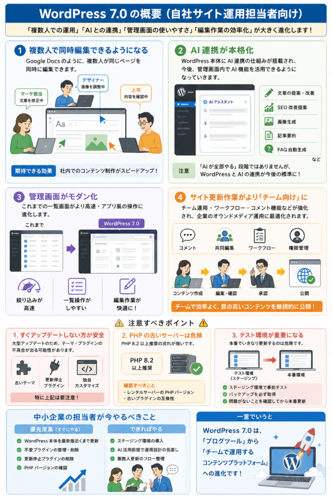 WordPress 7.0の概要（自社サイト運用担当者向け）